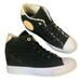 Converse Shoes | Converse Ctas Lux Mid Hidden Wedge Suede Sherpa Lined Black Gold Women Sneaker 9 | Color: Black/Gold | Size: 9