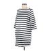 The Nines by Hatch Casual Dress - Shift High Neck 3/4 sleeves: White Color Block Dresses - Women's Size Small Maternity