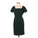 Ann Taylor Casual Dress - Sheath Square Short sleeves: Green Dresses - Women's Size 4 Petite