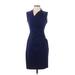 Kenneth Cole New York Casual Dress - Sheath V Neck Sleeveless: Blue Solid Dresses - Women's Size X-Small