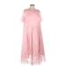 The Dress Shop Cocktail Dress - Midi: Pink Solid Dresses - Women's Size 6 Tall