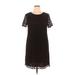 Ann Taylor Casual Dress - Mini Crew Neck Short sleeves: Burgundy Print Dresses - Women's Size 14