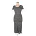 Forever 21 Contemporary Cocktail Dress - Sheath Scoop Neck Short sleeves: Gray Marled Dresses - Women's Size X-Large