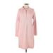 Boston Proper Casual Dress - Shirtdress High Neck 3/4 sleeves: Pink Solid Dresses - New - Women's Size Medium