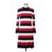 Ann Taylor LOFT Casual Dress - A-Line High Neck 3/4 sleeves: Red Print Dresses - Women's Size Medium