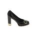 Tory Burch Heels: Slip On Chunky Heel Cocktail Black Solid Shoes - Women's Size 8 1/2 - Round Toe