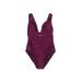 Ted Baker London One Piece Swimsuit: Burgundy Print Swimwear - Women's Size 6