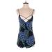 Topshop Casual Dress - Mini V-Neck Sleeveless: Blue Leopard Print Dresses - Women's Size 2