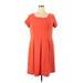 AGB Casual Dress - A-Line Scoop Neck Short sleeves: Orange Solid Dresses - Women's Size 18