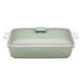 Stoneware Casserole Dish Bakeware Set with Lid, Covered Rectangular Dinnerware, Extra Large 4.23 Quart, 13 by 9 Inch, Bianco