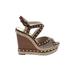 MICHAEL Michael Kors Wedges: Brown Solid Shoes - Women's Size 6 1/2 - Open Toe