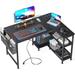 L Shaped Gaming Computer Desk with Power Outlets,Black