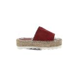DKNY Sandals: Slip On Platform Casual Red Solid Shoes - Women's Size 6 - Almond Toe