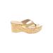 Jimmy Choo Wedges: Gold Print Shoes - Women's Size 36.5 - Open Toe