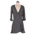 Ann Taylor LOFT Romper V-Neck 3/4 sleeves: Black Print Rompers - Women's Size X-Small