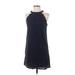Monteau Cocktail Dress - Shift Crew Neck Sleeveless: Blue Print Dresses - Women's Size Small