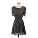 Bar III Casual Dress - Mini Scoop Neck Short sleeves: Black Dresses - Women's Size Small
