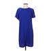 Ann Taylor Casual Dress - Shift: Blue Solid Dresses - New - Women's Size Small