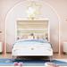 Twin Size Princess Carriage Bed with Canopy & 3D Carving Pattern