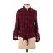 Dress Forum Long Sleeve Button Down Shirt: Red Checkered/Gingham Tops - Women's Size Small