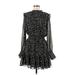 1.State Casual Dress - A-Line High Neck Long sleeves: Black Print Dresses - Women's Size Medium