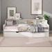 Twin Daybed Bed with Bookcase & 3 Drawers, Wooden Daybed Frame with Storage for Guest Room, Small Bedroom, Study Room, White