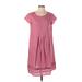 J.Jill Casual Dress - Shift Scoop Neck Short sleeves: Pink Solid Dresses - Women's Size Small