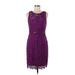 ML Monique Lhuillier Cocktail Dress - Party Scoop Neck Sleeveless: Purple Print Dresses - Women's Size 8