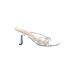 BP. Heels: Slide Stiletto Glamorous Silver Shoes - Women's Size 6 - Open Toe