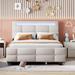 Full Linen Fabric Upholstered Platform Bed w/LED Frame&4 Drawers,Beige