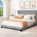 Queen Bed Frame, Upholstered Wingback Bed with Headboard, Platform Bed Frame w/ Slat, No Box Spring Needed, Mattress Foundation