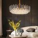 Round Layer Shining Crystal Ceiling Chandelier Lamp with 3 Color Lighting Pendant Light Fixture