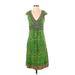 Anthropologie Casual Dress - A-Line V Neck Sleeveless: Green Dresses - Women's Size 4