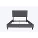 Janford Upholstered Platform Bed with Modern Vertical Stitching on Rectangular Headboard, Queen, Gray Linen