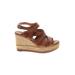 Clarks Wedges: Brown Print Shoes - Women's Size 9 - Open Toe