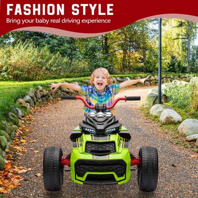 12V Kids Ride On Electric ATV High/Low Speed LED Headlights 3 Wheelers