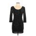 Trixxi Cocktail Dress - Mini Scoop Neck 3/4 sleeves: Black Dresses - Women's Size Large