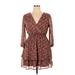 Mimi Chica Casual Dress - Mini: Burgundy Floral Dresses - Women's Size X-Large