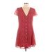 Sugar Lips Casual Dress - A-Line Plunge Short sleeves: Red Dresses - Women's Size Large