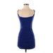 SABORA Cocktail Dress - Mini Plunge Sleeveless: Blue Print Dresses - Women's Size Small