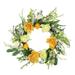 Hydrangea and Rose Artificial Floral Wreath, Yellow 24-Inch