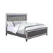 Reff King Size Bed, Button Tufted Gray Fabric Upholstery, Modern Wood Panel