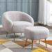 Modern Comfy Leisure Accent Chair,Teddy Short Plush Particle Velvet Armchair with Ottoman for Living Room