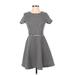 TOBI Casual Dress - A-Line: Gray Stripes Dresses - Women's Size Small