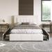 Upholstered Queen Platform Bed Frame w/4 Drawers, PU Leather & Velvet