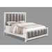 Aerial King Size Bed, Solid Wood, Tufted Gray Faux Leather Upholstery
