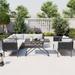 5-Piece Modern Patio Sectional Sofa Set Outdoor Woven Rope Furniture Set with Glass Table and Cushions