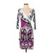 Analili Casual Dress - Sheath V-Neck 3/4 sleeves: Purple Dresses - New - Women's Size X-Small