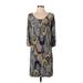 BCBGMAXAZRIA Casual Dress - Shift Scoop Neck 3/4 sleeves: Gray Dresses - Women's Size Small