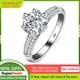 Real 18K White Gold Moissanite Engagement Ring Brilliant VVS Diamond Halo Wedding Band for Women